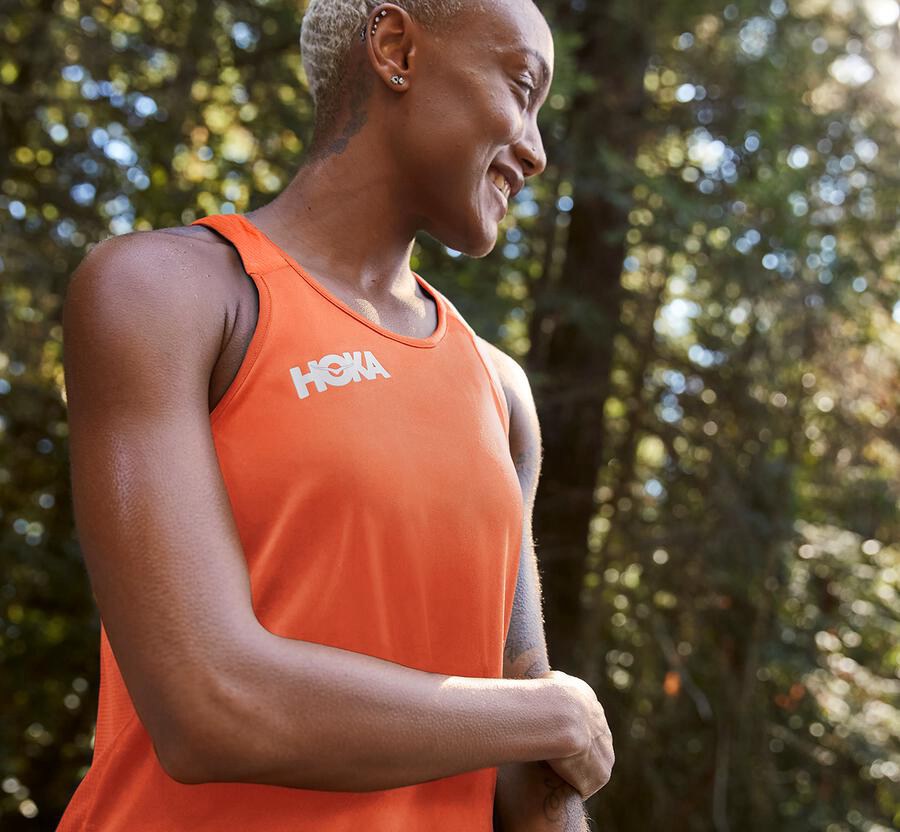 Hoka One One Top Kadın Turuncu - Performance Tank - SJ7124638